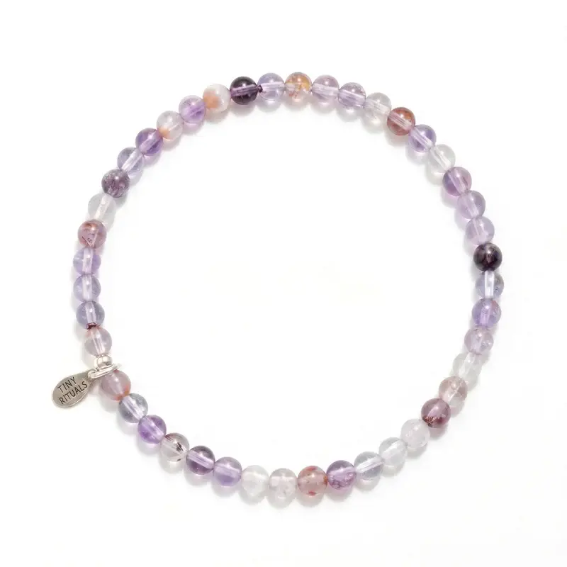 Tiny Rituals Purple Ghost Amethyst Quartz Energy Gemstone Bracelet for Youth, to Tap Into Intuition