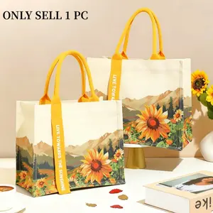 Sunflower Handbag for Graduation Season, Perfect for Girls and Couples, Fashionable Large Capacity Bag, Versatile Shopping and School Bag