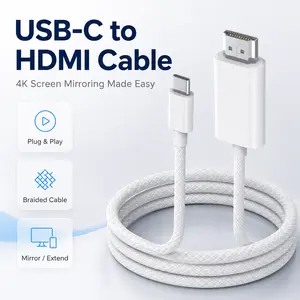 AIRSKY Durable Braided USB C to HDMI Adapter Cable - High-Speed Plug, Fast Charging, Stable Connection, Screen Casting Tech Accessory for Smartphones, Streaming Devices, Electronics Accessories