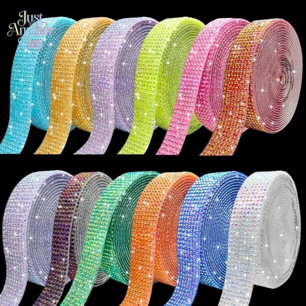 Jelly Color AB Rhinestone Adhesive Tape, Self-Stick Shiny Crystal Strip, Multicolor DIY Rhinestone Ribbon for Decoration