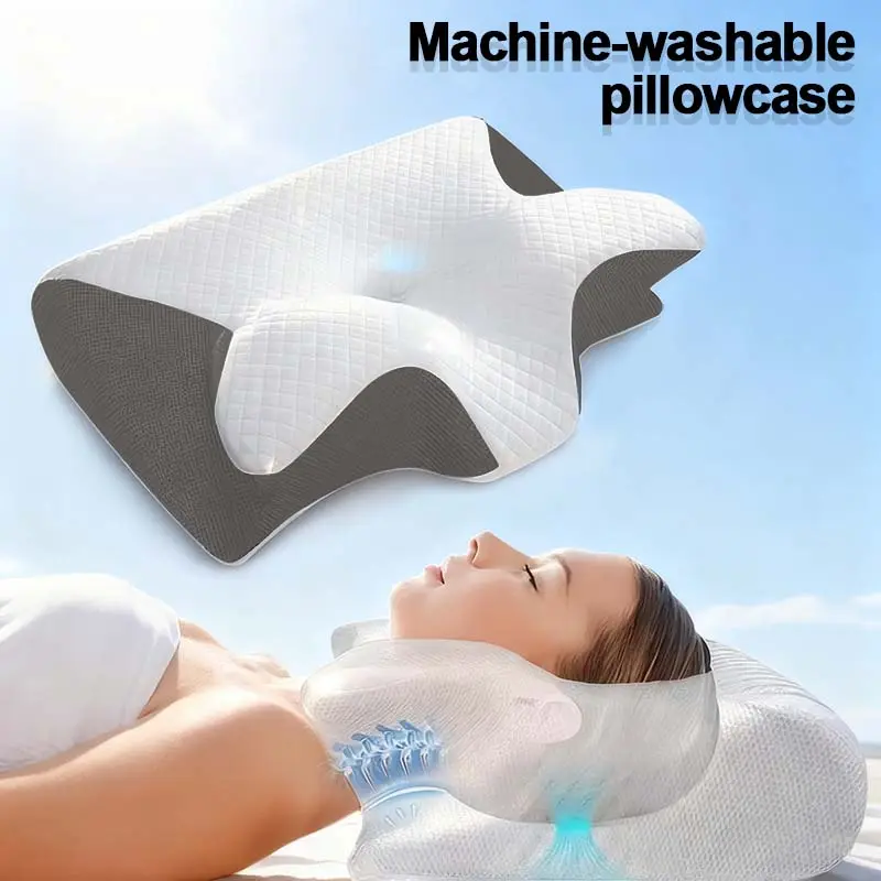 Ergonomic Contour Memory Foam Cervical Pillow - Highly Elastic, Odorless, Orthopedic Neck Support Pillow for Back and Side Sleepers