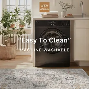 【Memorial Day Sale】GENIMO Outdoorfun Non Slip Area Rug for Living Room, Entryway, Bedroom, Kitchen and Corridor - Lightweight Mat, Machine Washable Low Pile Rugs