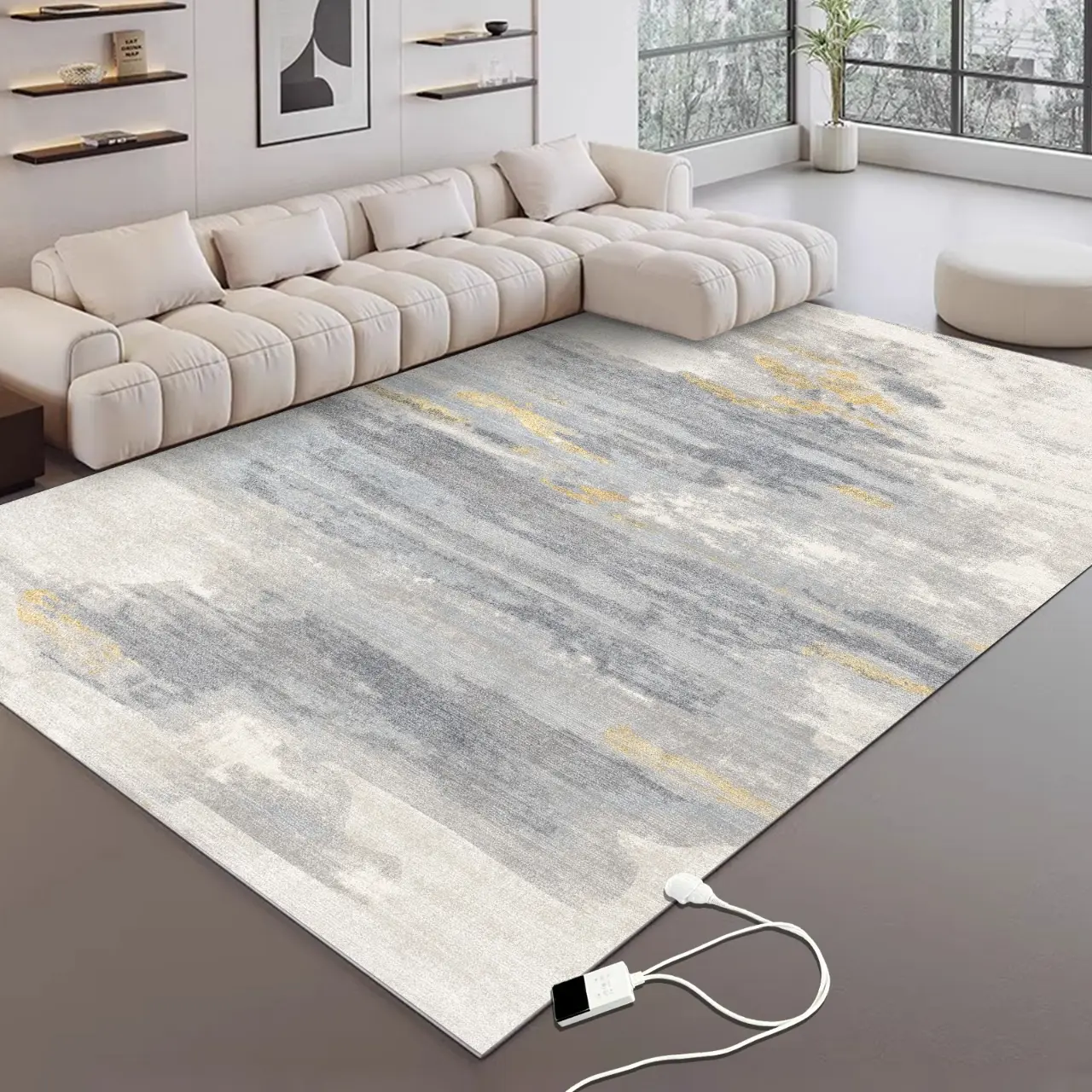 NujorWarm Heated Rug Space Heater Graphene Electric Heating Carpet, Floor Mat with Timer Quick Heating Living Room Conference Room Dining 220V