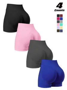 Sporty Women's Solid Color High Waist Sports Shorts, Breathable Comfortable Seamless Skinny Shorts, High Stretch Yoga Shorts, Ladies Sportswear for Indoor Outdoor Wear