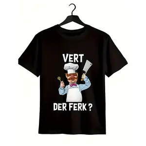 Funny Chef Pig Graphic Tee - Soft Jersey Knit Short Sleeve Shirt with Comfortable Round Neck & Relaxed Fit | Perfect for Casual Everyday Wear, Weekend Vibes & Unique Gift Ideas