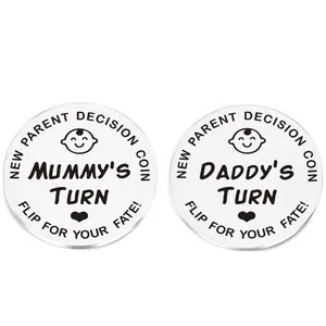 Creative Newborn Decision Coin Keychain Stainless Steel Baby Keepsake, Funny Parenting Decision Maker Coin Bag Charm, Baby Shower Gift for New Parents, Cute Baby Keychain Keepsake, Viral Gift Idea