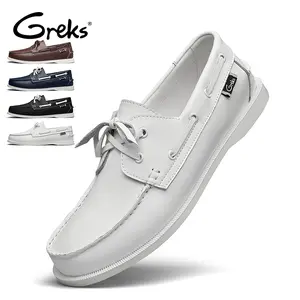 GREKS Men's Casual Slip-on Loafers, High-Fashion Boat Shoes, Classic Tied-Lace Style Moccasin Flats for Daily Wear