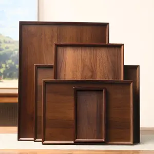 1pc Vintage Bamboo Wood Tray, Dark Walnut Rectangular Serving Tray - Bamboo Composite Sturdy Water-Restant Tray for Home, Restaurant, Hotel & Dplay salon and blow dry bar Narrow Rattan Shoe Cabinet with Drawers Number Pinata Parties Space Saving the Reaso