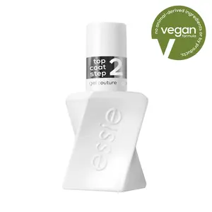 Essie Gel Couture Shiny Top Coat - Clear Longwear Nail Polish, Vegan, 0.46 fl oz, Gel-like Finish, 14-Day Longwear, Patented Swirl-stem Brush, No UV Lamp Needed, Easy Removal