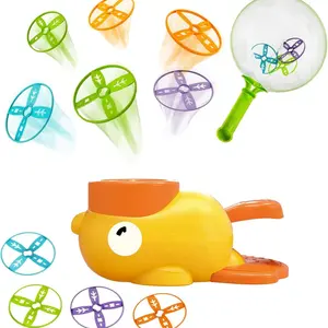 Flying Toys for Kids Ages 4-8 Frisbee Launcher Toys Outdoor Duck Stomping Game Backyard Activities Outdoor Butterfly Catching Toys Christmas Birthday Gifts for Boys and Girls with 8 Flying Discs 1 Duck Launcher 1 Trapnet and 1 Mask,Christmas gift