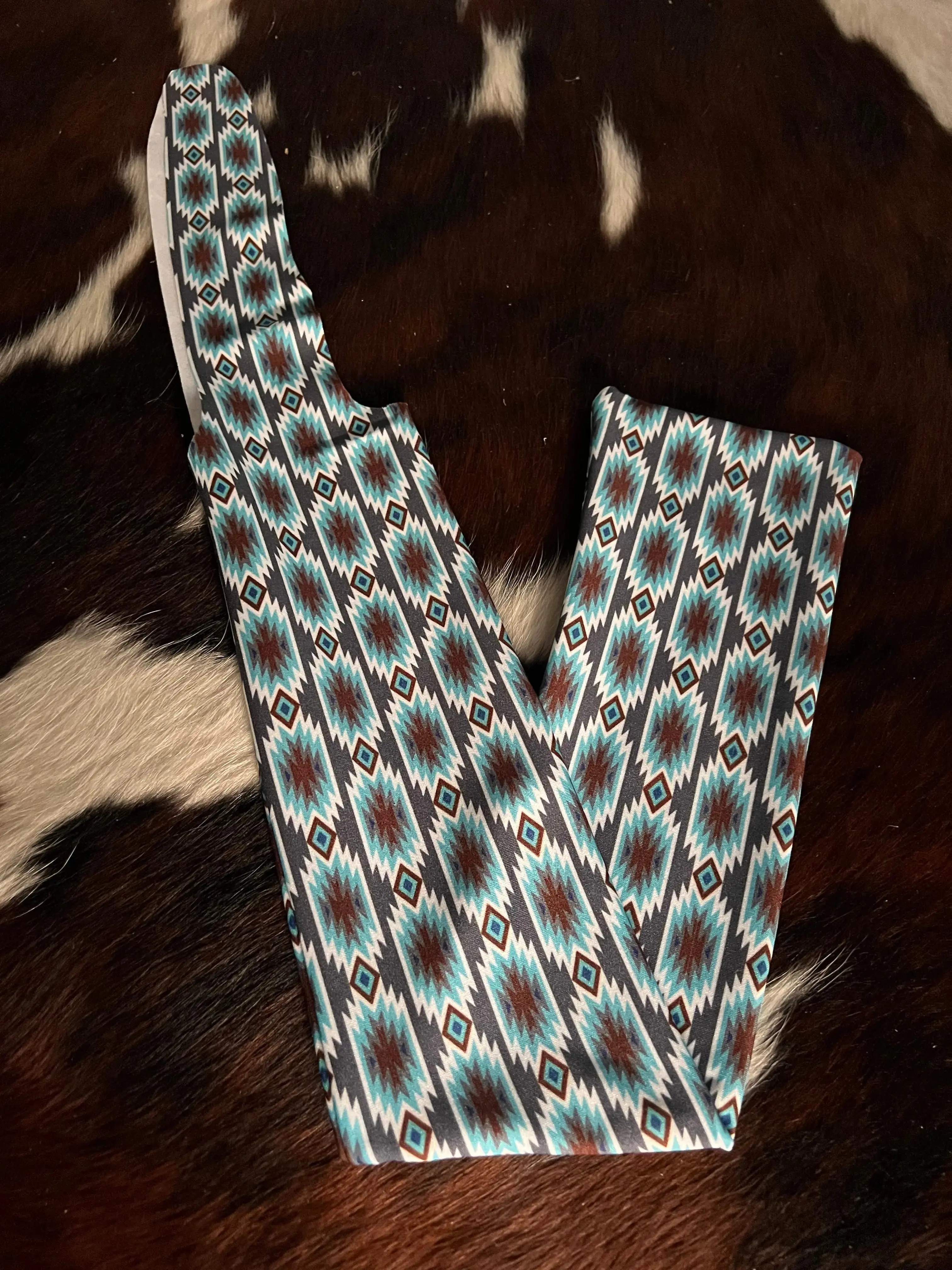 Blue Grey Southwest Lycra printed slip on tail bag