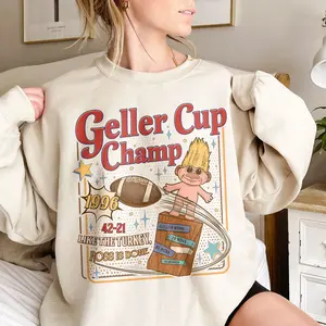 Geller Cup Champ Friendsgiving Sweatshirt, Geller Bowl Thanksgiving Reunion T Shirt, The One With The Football, 90s Nostalgia