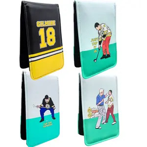 Golf Scorecard Yardage Book Holder Cover with Happy Gilmore Design Quality pu Leather Golf Scorecard Holder 4.5 × 7 inches Golf Accessories Creative Christmas Gifts For Golf Lovers Golf Equipment