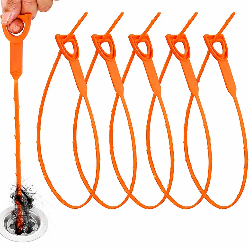 Drain Snake Hair Clog Remover Tool 20 Inch Flexible Plastic Drain Cleaner Stick for Sink Shower Tub Bathroom Kitchen Reusable Pipe Cleaner (2 Pack / 3 Pack / 5 Pack)