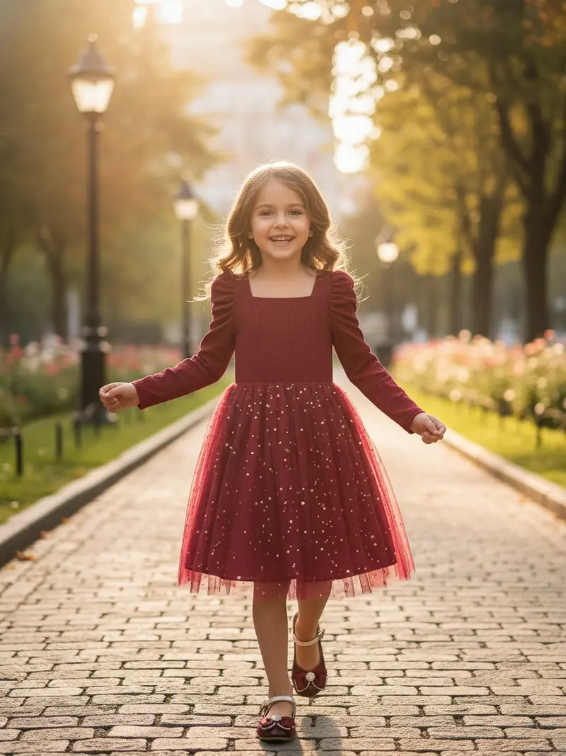 fitted lace wedding dress Delia Girls Red Christmas Dress – A Little Lacey main image 0