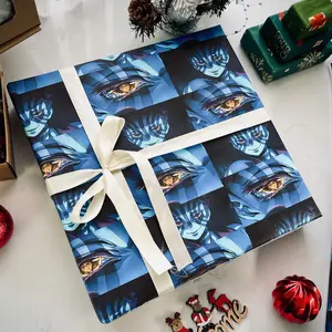 Demon Slayer Anime Wrapping Paper, Kimetsu no Yaiba Christmas Gift Wrap, Tanjiro Nezuko Akaza Giyu Pattern Roll Paper, Otaku Present Decor