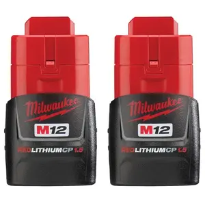 Milwaukee 48-11-2411 M12 Red Lithium 12-volt Compact Battery 2 Pack