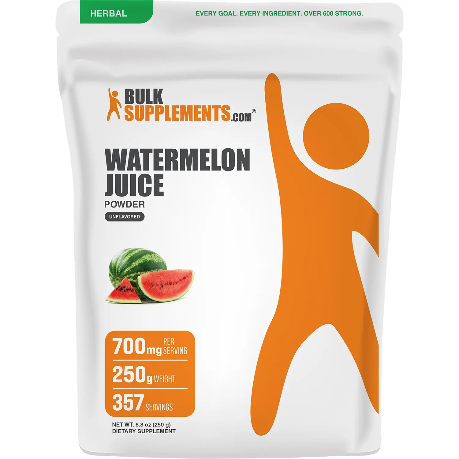 BulkSupplements Watermelon Juice Powder Dietary Supplement - Vitamin-Infused, Antioxidant-Rich, Refreshing Flavor - 250g, 700mg per Serving Edible Supplement