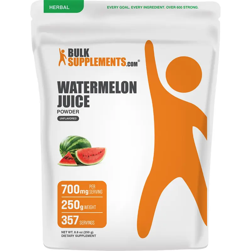 BulkSupplements Watermelon Juice Powder Dietary Supplement - Sugar-Free, Gluten-Free, Antioxidant Rich Blend, Vitamin-Infused, Refreshing Flavor, Dry Powder for Easy Mix - 250g, 700mg per Serving, Multiple Servings, for Adults