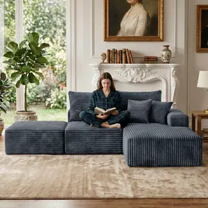 【Memorial Day Gift】Joylsle Gray 103"Lx68"Wx22"H, L-Shaped 2 Packages,a cloud couch,sofas living room,living room furniture,sectional couch,boneless couch,couches,boneless sectional couch,cloud couches,couches for living rooms,2 Packages, Plush Corduroy,