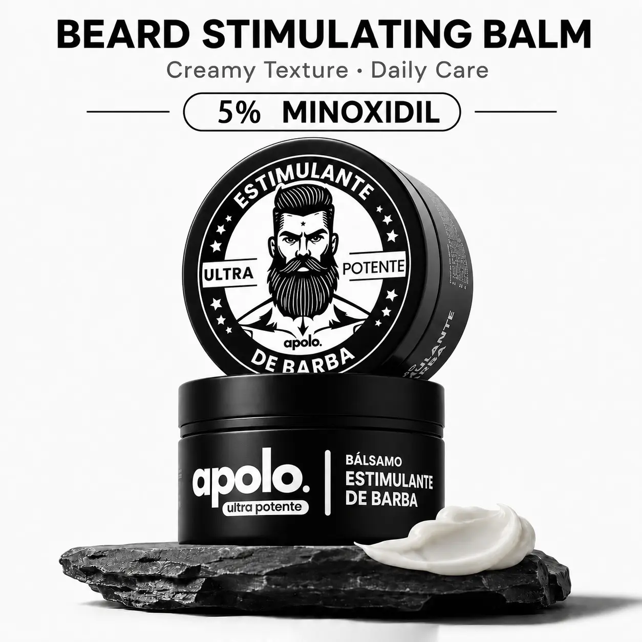 Apolo Ultra Potente Minoxidil Beard Growth Cream for Men, Thickening Nourishing Blend, Follicle Activator for Patchy Sparse Beard, Boost Fuller Denser Facial Hair & Improve Beard Alopecia