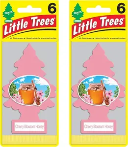 LITTLE TREES Car Air Freshener | Hanging Paper Tree for Home or Car | Cherry Blossom Honey | 12 Pack