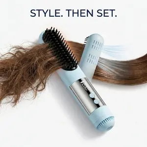 Viral Cordless Ionic Hair Straightener Brush – Portable Mini Hair Straightening Comb, Rechargeable Battery Powered Flat Iron Brush, Anti-Frizz Fast Heating with LCD Display & Cool Airflow Styler for Smooth Sleek Salon Hair TikTok Made Me Buy It Travel M