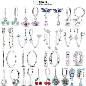Big Circle Hoop Earrings Glow Firefly Cherry Star Moon Overlap Tassels Eardrop Original U-shaped 925 Silver Lady Earring Jewelry