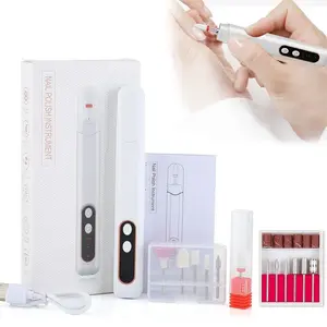 Electric Nail File Grinder, Electric Nail Buffer Kit, Nail Care, Beginner-Friendly, Lightweight, Acrylic Gel Polish, Pedicure, Polishing, 5 Grinding Heads, Home Salon Use