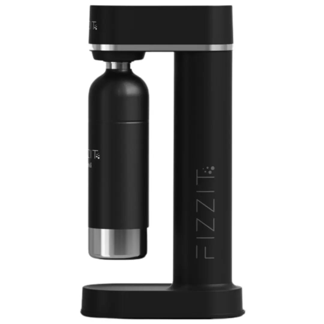 FIZZIT SPARKLI-B Compact Carbonated Water Soda Maker, Includes Stainless Steel Bottle, for Fizzing Drinks, Black