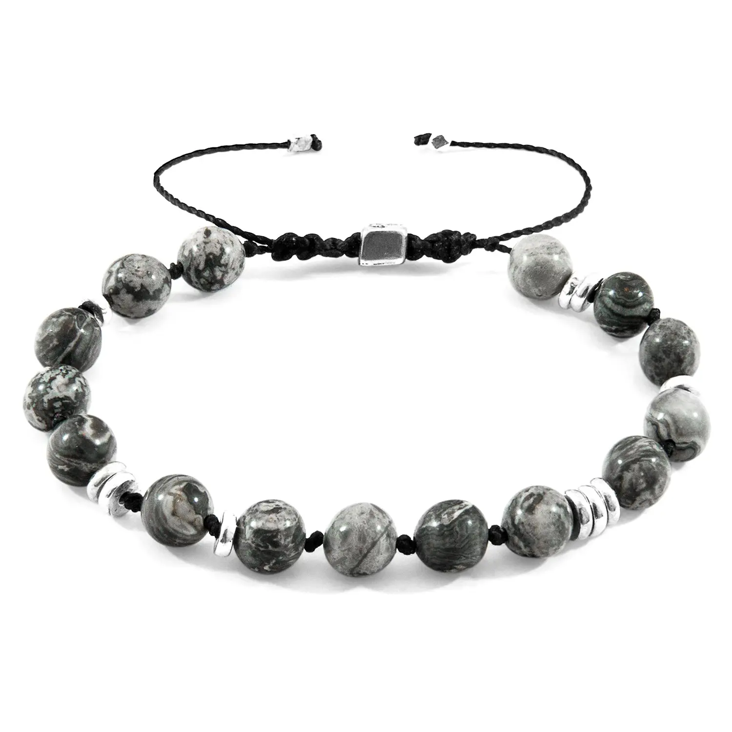 Grey Jasper Agaya  and Stone Beaded Macrame Bracelet