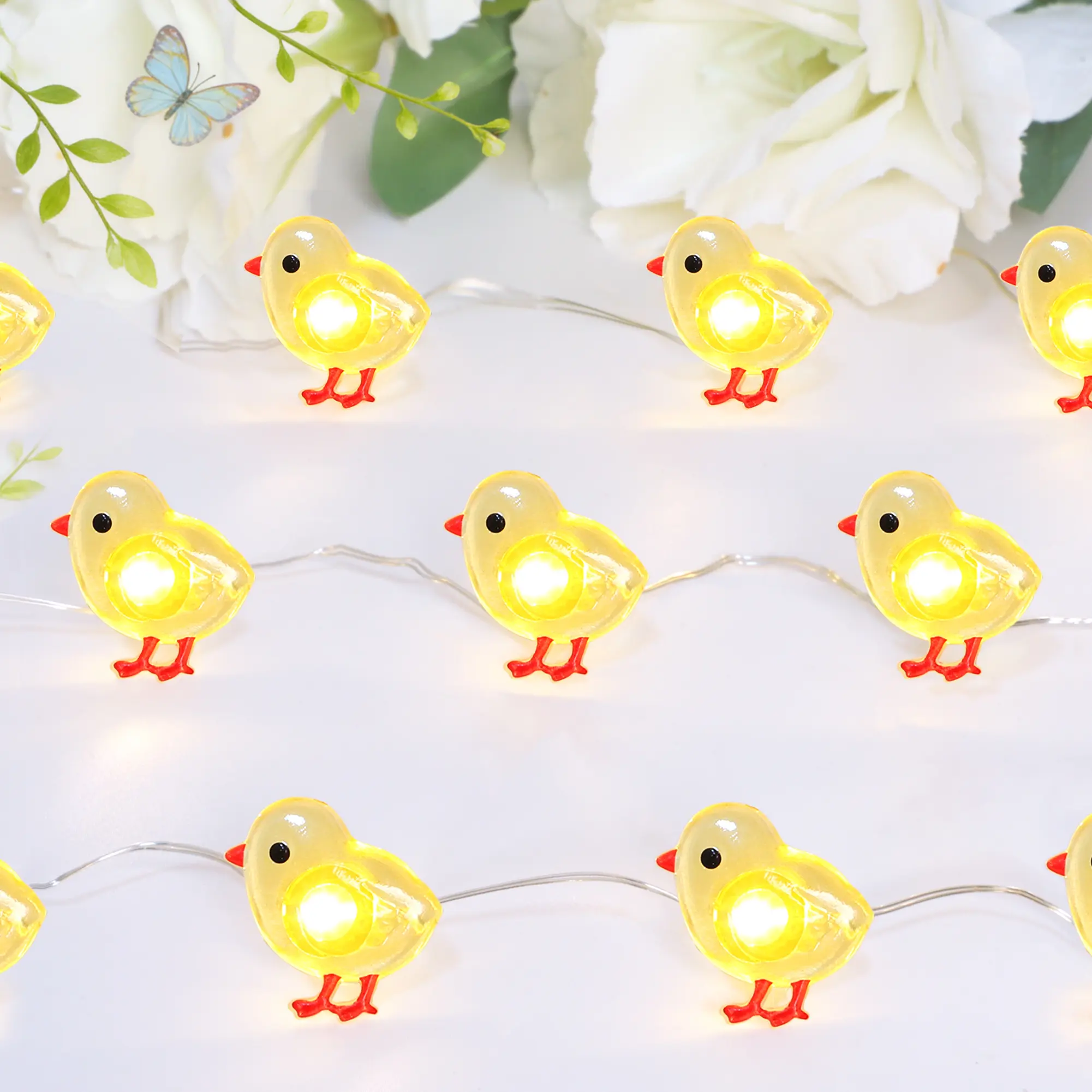 Impress Life Chicken String Lights, 10ft 30 LED Cute Fairy Lights Battery Operated & USB Powered, Remote & Timer Indoor Outdoor Decor Lights for Home Garden Bedroom