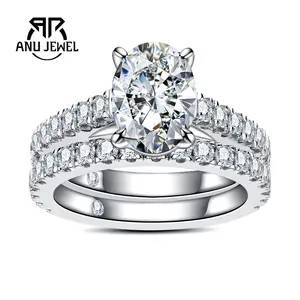 AnuJewel Synthetic Moissanite Ring 3CT Oval Cut D Color VVS1 Clarity for Women Stackable Halo High Setting  Gold Plated Hypoallergenic Wedding Engagement Anniversary Birthday Gift Daily Shining Fine Jewelry High Quality