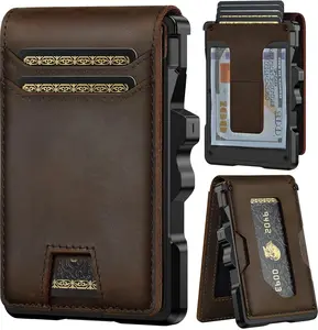furid Genuine Leather Wallet for Men: Slim RFID Minimalist Wallets with Money Clip - Smart Pop Up Credit Card Holder for Front Pocket - Gifts for Husband...