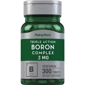 Piping Rock Boron Supplement for Men and Women | 3mg | 300 Tablets | Triple Complex | as Glycinate, Aspartate, Citrate | Vegetarian, Non-GMO, Gluten Free