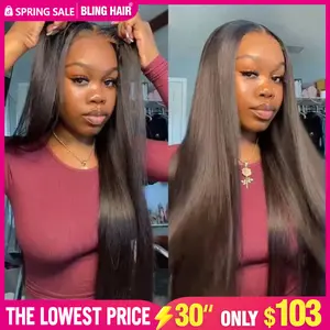 Bling Hair Glueless Pre-Cut Lace Wig 9x6 7x5 6x4 Real Human Hair Wigs Bone Straight 150% Density HD Transparent Pre Cut Lace Closure Wig Easy To Go No Glue