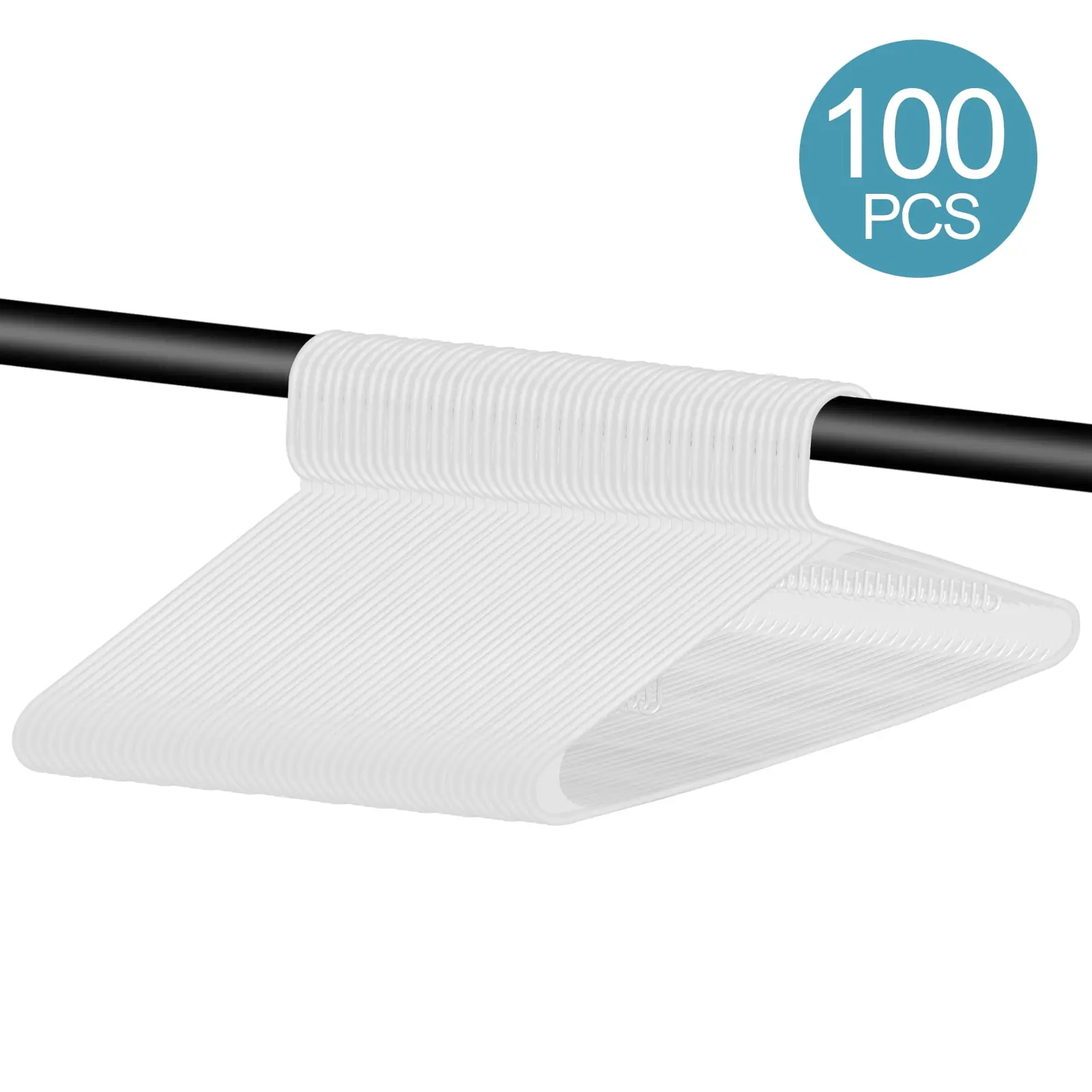 100-Pcs 16-In Bulk Pack White Flocked No-Slip Durable PP Plastic Clothes Hangers, 6.6lbs Lightweight Closet Organizers for Jackets, Closet Organization Hanging Solution,back to school,back to school haul