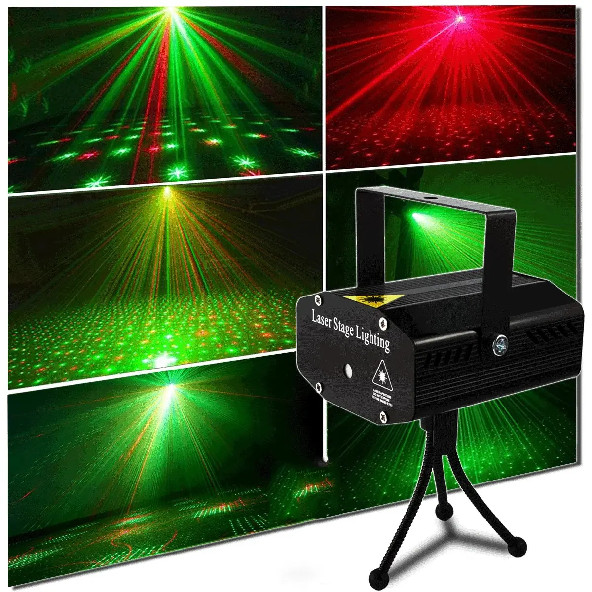Mini Disco Red and Green Beam Projector Light, Tabletop Mount, USB-powered with sound activation, Ambiance, perfect for birthday parties, weddings, karaoke discos, house parties, Halloween, and Christmas