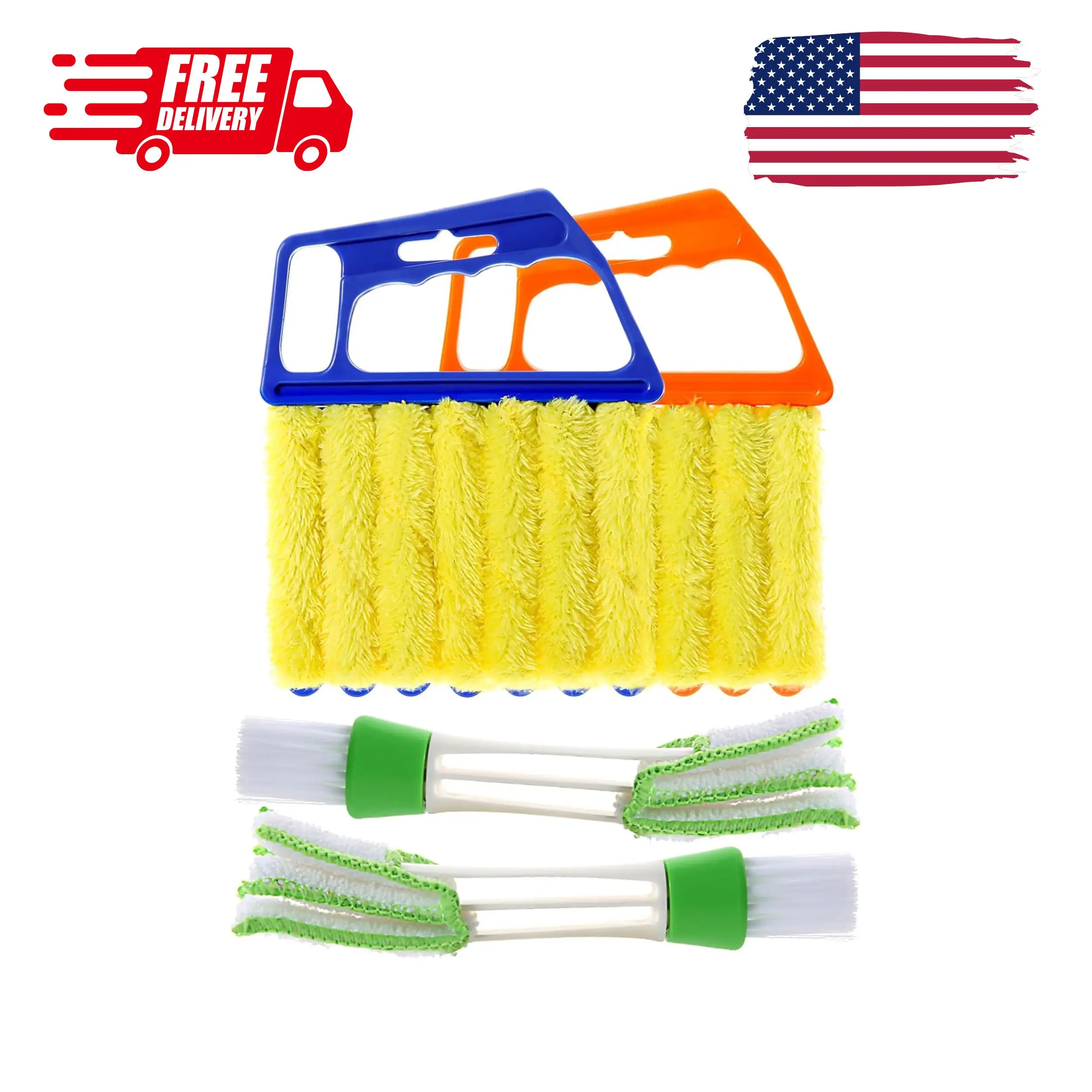 4Pcs Window Venetian Blind Cleaner Duster Tool,Washable 7 Fingers