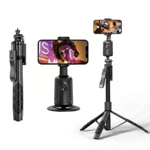 2-in-1 AI Face Tracking Phone Gimbal with 1.58m Extendable Tripod, 360° Auto Rotation Smart Stabilizer Stand, No App Required Gesture Control Phone Mount for iPhone 16 15 14 Samsung Android, Outdoor Live Streaming Vlog Recording Tripod Selfie