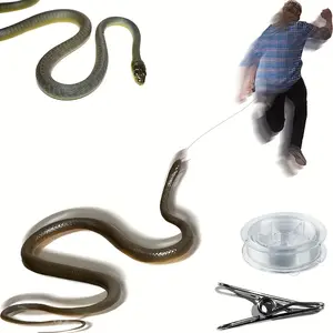 Snake Prank with String and Clip, Fun Party Accessory, Surprising Setup, Perfect for Gags and Practical Jokes, High-Quality Realistic Snake Toy