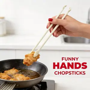 Palm Chopsticks Reusable Non-Slip Grip Lightweight Eating Utensils Creative Hand Shape Chopsticks for Home Kitchen Best Gift for Friends Family