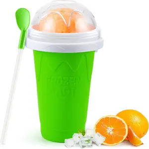 Slushy Maker Cup,Magic Quick Frozen Smoothies Cup, Portable Double Layer Slushy Maker Cup, Slushie Machine with Straw and Spoon, Ice Cream Maker Christmas Gifts for Family for Kids and Family
