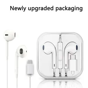 USB‑C® Wired Earphones with Volume Control, Crystal Box, Compatible with iPhone 15/16/17 & USB‑C Smartphones (Huawei, Samsung, Honor), Type C Earphones