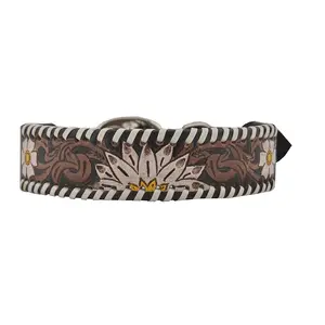 Handtooled Leather Adjustable Floral Dog Collar