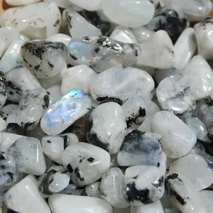 15-20pcs Rainbow Moonstone Crystal Tumbled Stones, XS Super Flashy 20g