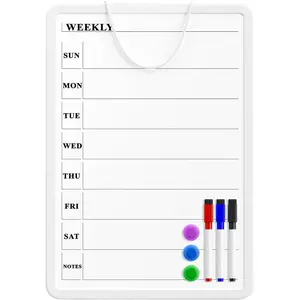 MaxGear 11x17 in Dual-Sided Magnetic Dry Erase Calendar Board for Wall - 1 Side Weekly Planner, 1 Side Blank Whiteboard, Includes 3 Color Markers, Magnets, Dual Sides