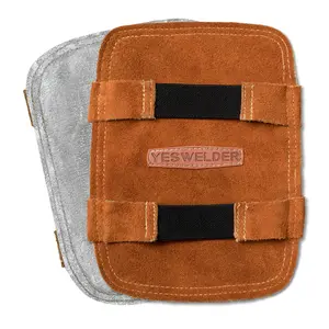 YESWELDER Hand Heat Shield with Elastic Band, Double-Layer Cowhide Leather Aluminized Back Welding Hand Pad