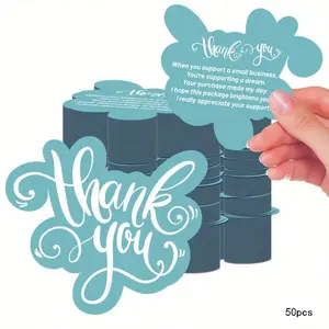 Thank You Card, 50pcs/pack Double Sided Thank You Card, Business Card, Gift Card, Appreciation Cards for Small Business, Online Retailers, Stationery Supplies, School Supplies 2024