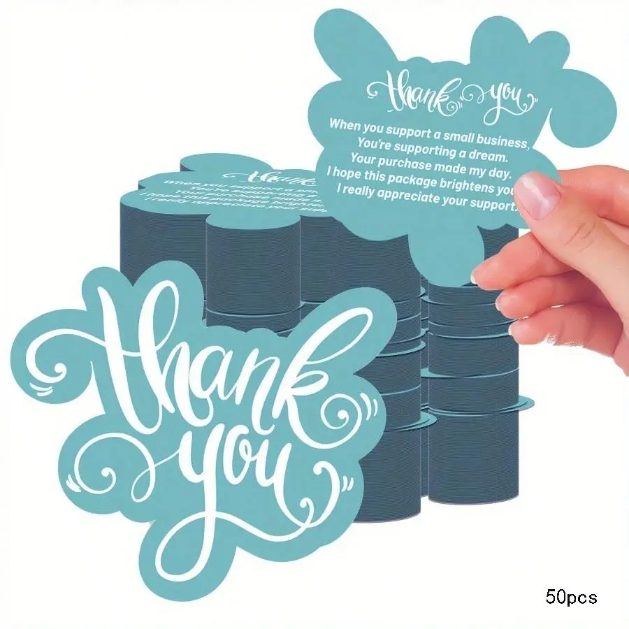Thank You Card, 50pcs/pack Double Sided Thank You Card, Business Card, Gift Card, Appreciation Cards for Small Business, Online Retailers, Stationery Supplies, School Supplies 2024